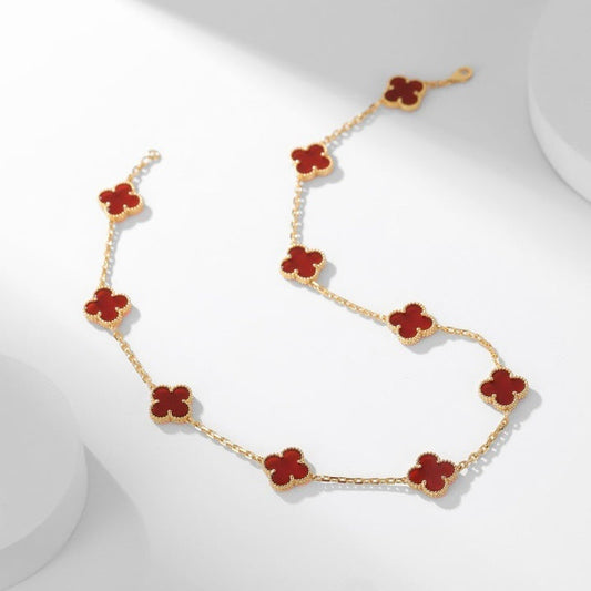 [Stars Jewelry]CLOVER 10 MOTIFS CARNELIAN NECKLACE
