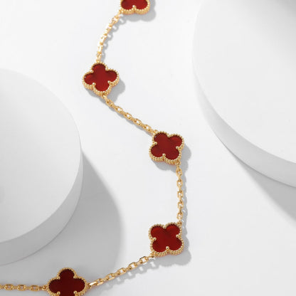 [Stars Jewelry]CLOVER 10 MOTIFS CARNELIAN NECKLACE