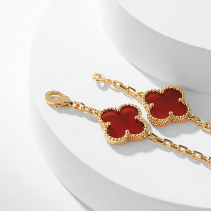 [Stars Jewelry]CLOVER 10 MOTIFS CARNELIAN NECKLACE