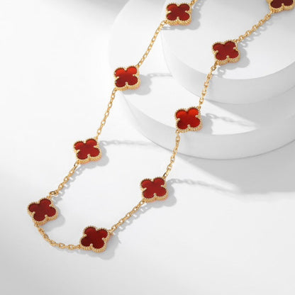 [Stars Jewelry]CLOVER 10 MOTIFS CARNELIAN NECKLACE