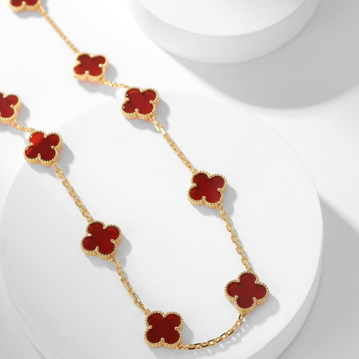 [Stars Jewelry]CLOVER 10 MOTIFS CARNELIAN NECKLACE