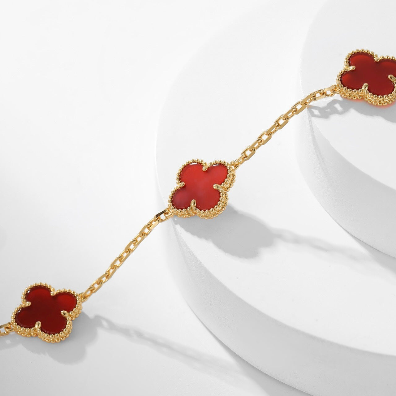 [Stars Jewelry]CLOVER 10 MOTIFS CARNELIAN NECKLACE