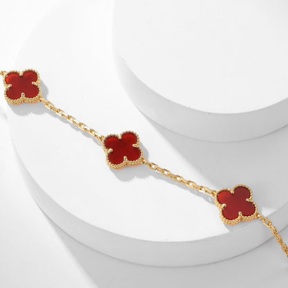 [Stars Jewelry]CLOVER 10 MOTIFS CARNELIAN NECKLACE