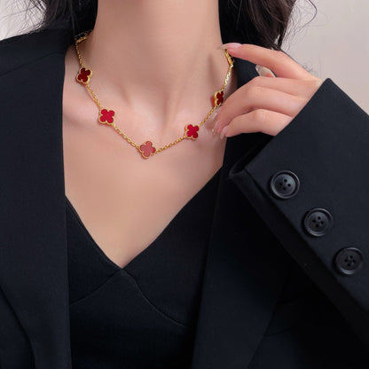 [Stars Jewelry]CLOVER 10 MOTIFS CARNELIAN NECKLACE