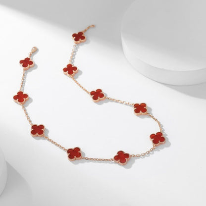 [Stars Jewelry]CLOVER 10 MOTIFS CARNELIAN NECKLACE