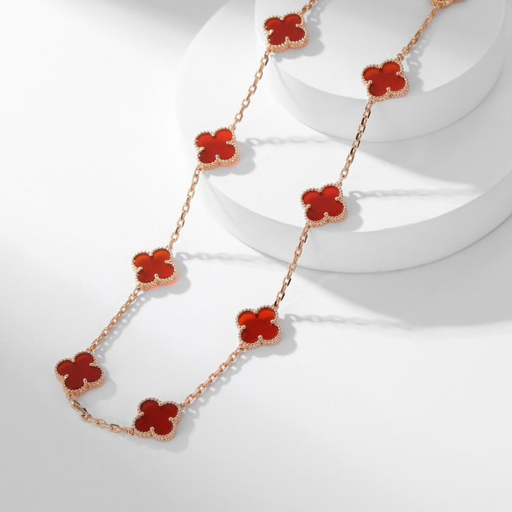 [Stars Jewelry]CLOVER 10 MOTIFS CARNELIAN NECKLACE