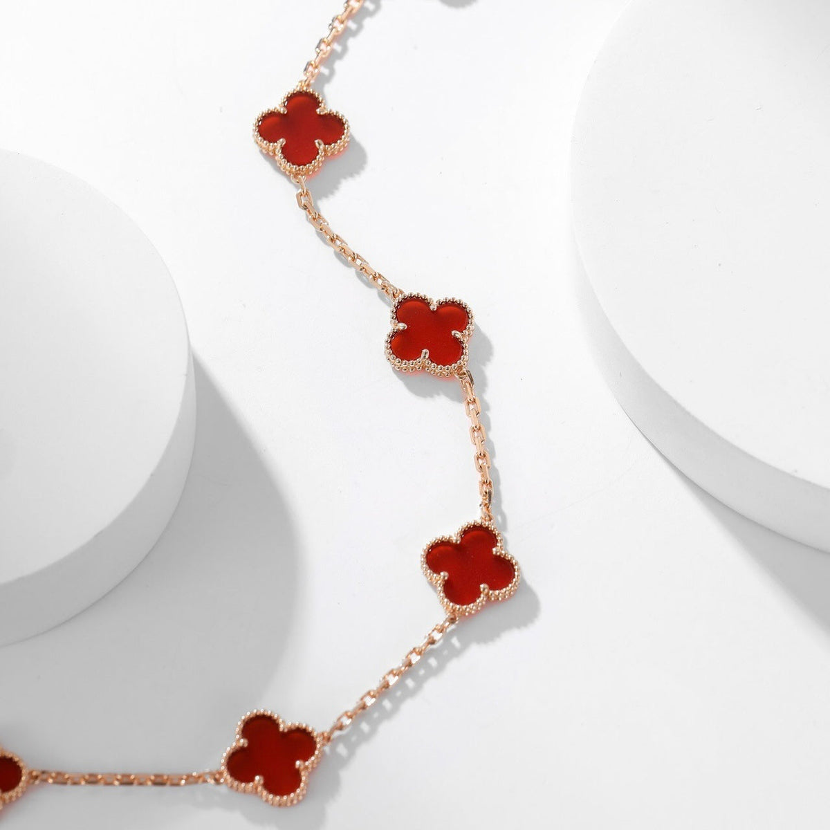 [Stars Jewelry]CLOVER 10 MOTIFS CARNELIAN NECKLACE