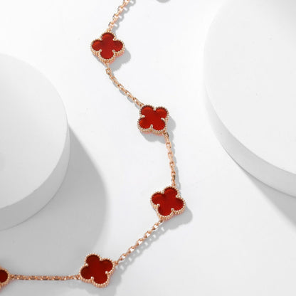 [Stars Jewelry]CLOVER 10 MOTIFS CARNELIAN NECKLACE
