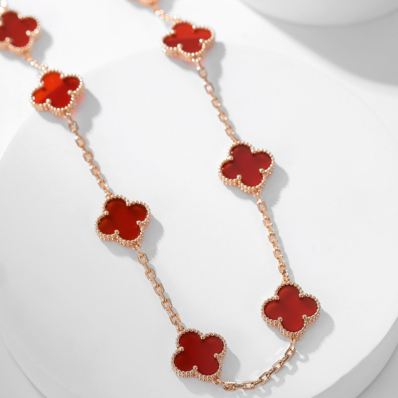 [Stars Jewelry]CLOVER 10 MOTIFS CARNELIAN NECKLACE