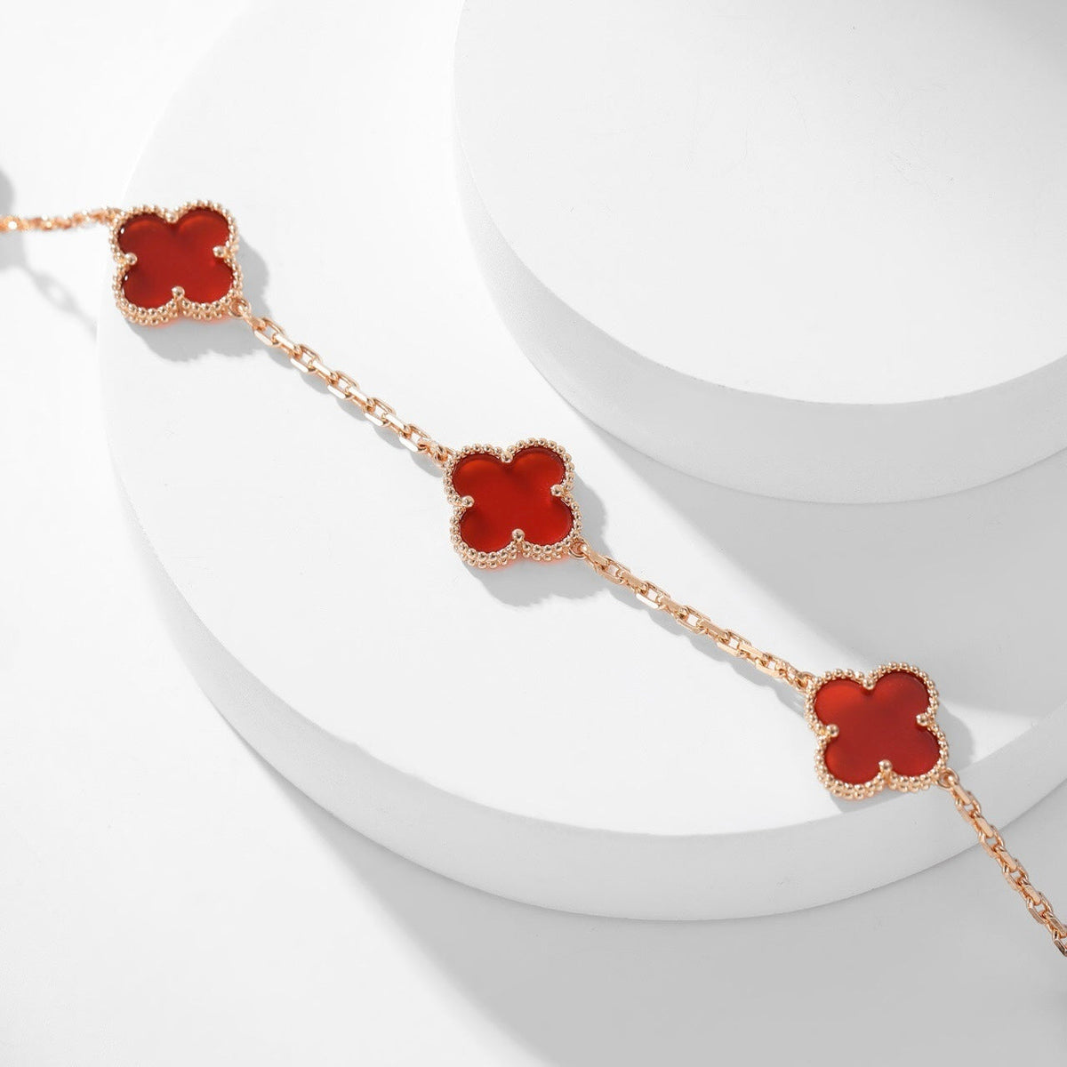 [Stars Jewelry]CLOVER 10 MOTIFS CARNELIAN NECKLACE