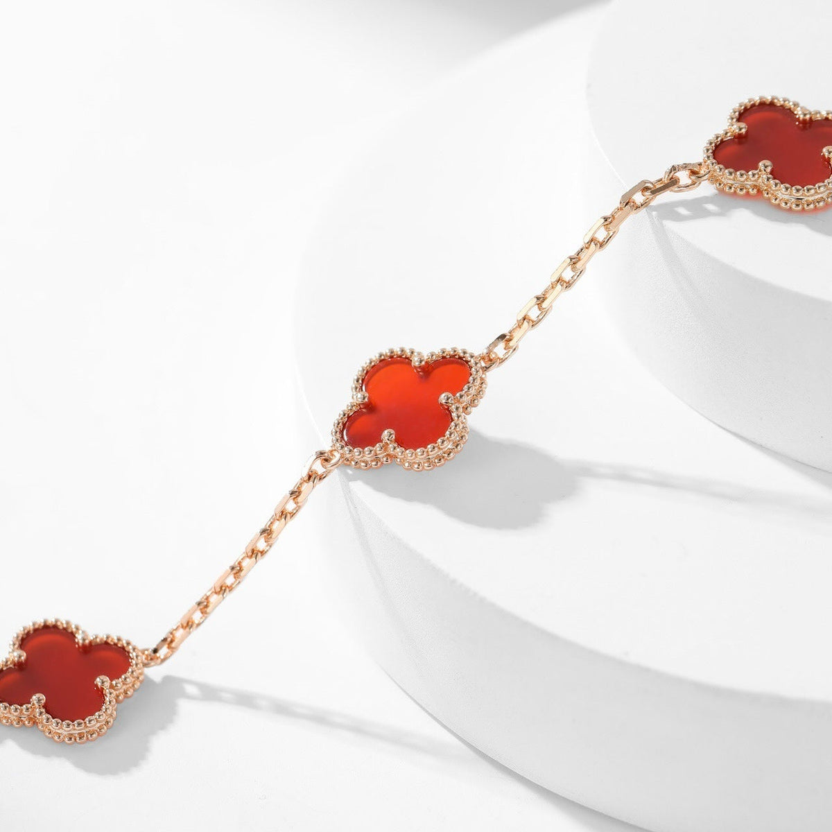 [Stars Jewelry]CLOVER 10 MOTIFS CARNELIAN NECKLACE
