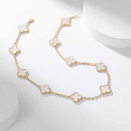 [Stars Jewelry]CLOVER 10 MOTIFS WHITE MOTHER OF PEARL NECKLACE
