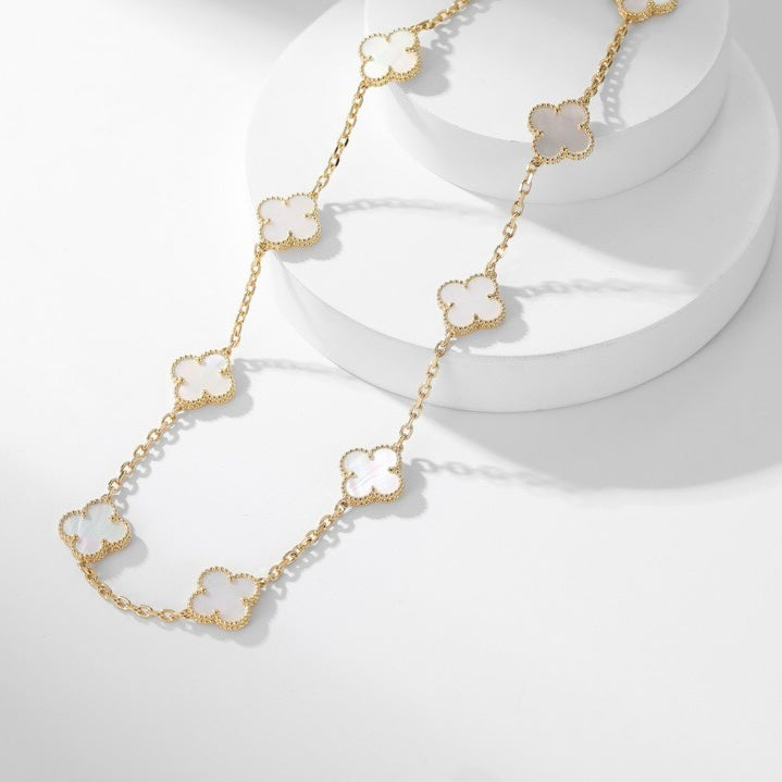 [Stars Jewelry]CLOVER 10 MOTIFS WHITE MOTHER OF PEARL NECKLACE