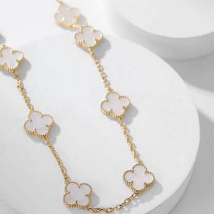 [Stars Jewelry]CLOVER 10 MOTIFS WHITE MOTHER OF PEARL NECKLACE