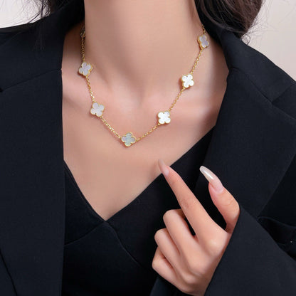 [Stars Jewelry]CLOVER 10 MOTIFS WHITE MOTHER OF PEARL NECKLACE