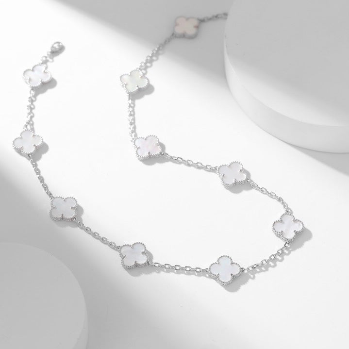 [Stars Jewelry]CLOVER 10 MOTIFS WHITE MOTHER OF PEARL NECKLACE