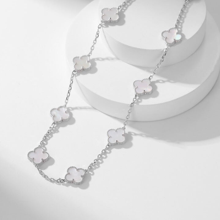 [Stars Jewelry]CLOVER 10 MOTIFS WHITE MOTHER OF PEARL NECKLACE