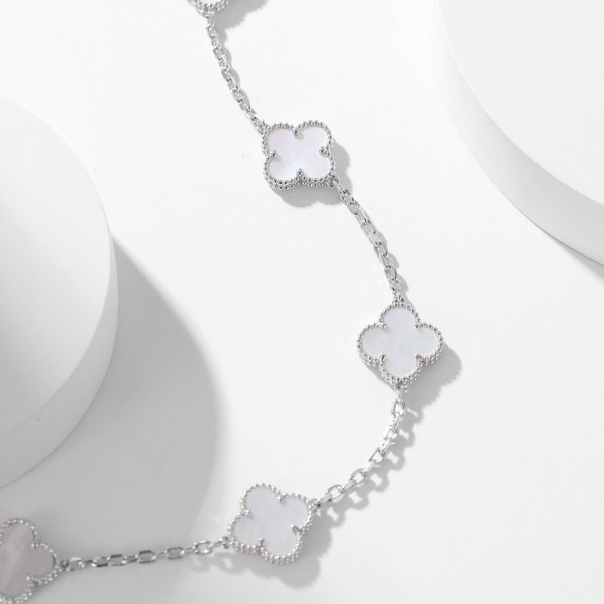 [Stars Jewelry]CLOVER 10 MOTIFS WHITE MOTHER OF PEARL NECKLACE