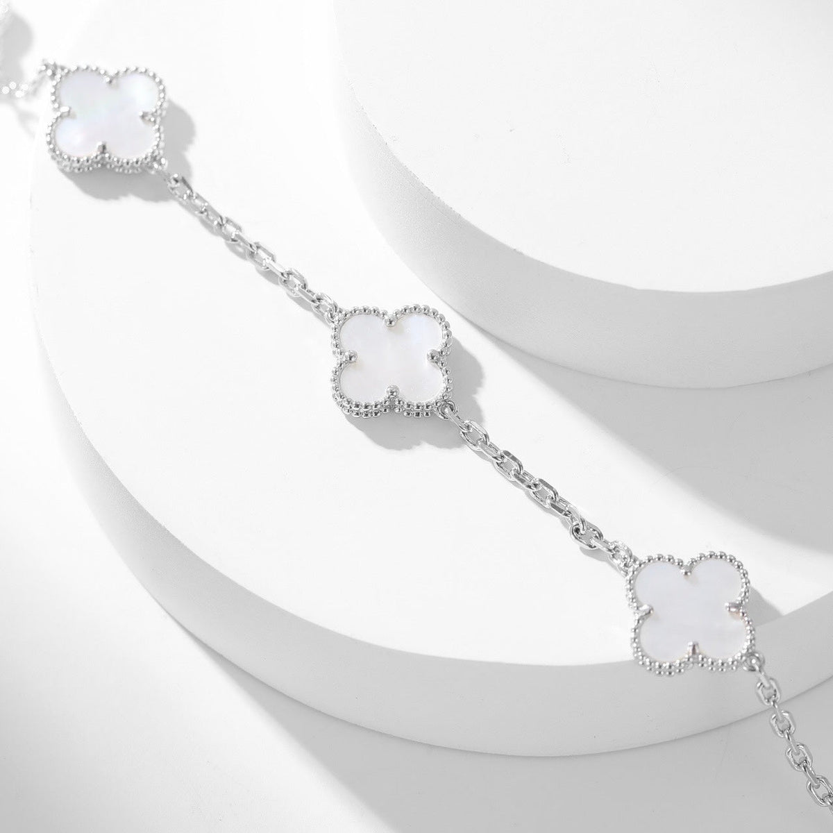 [Stars Jewelry]CLOVER 10 MOTIFS WHITE MOTHER OF PEARL NECKLACE