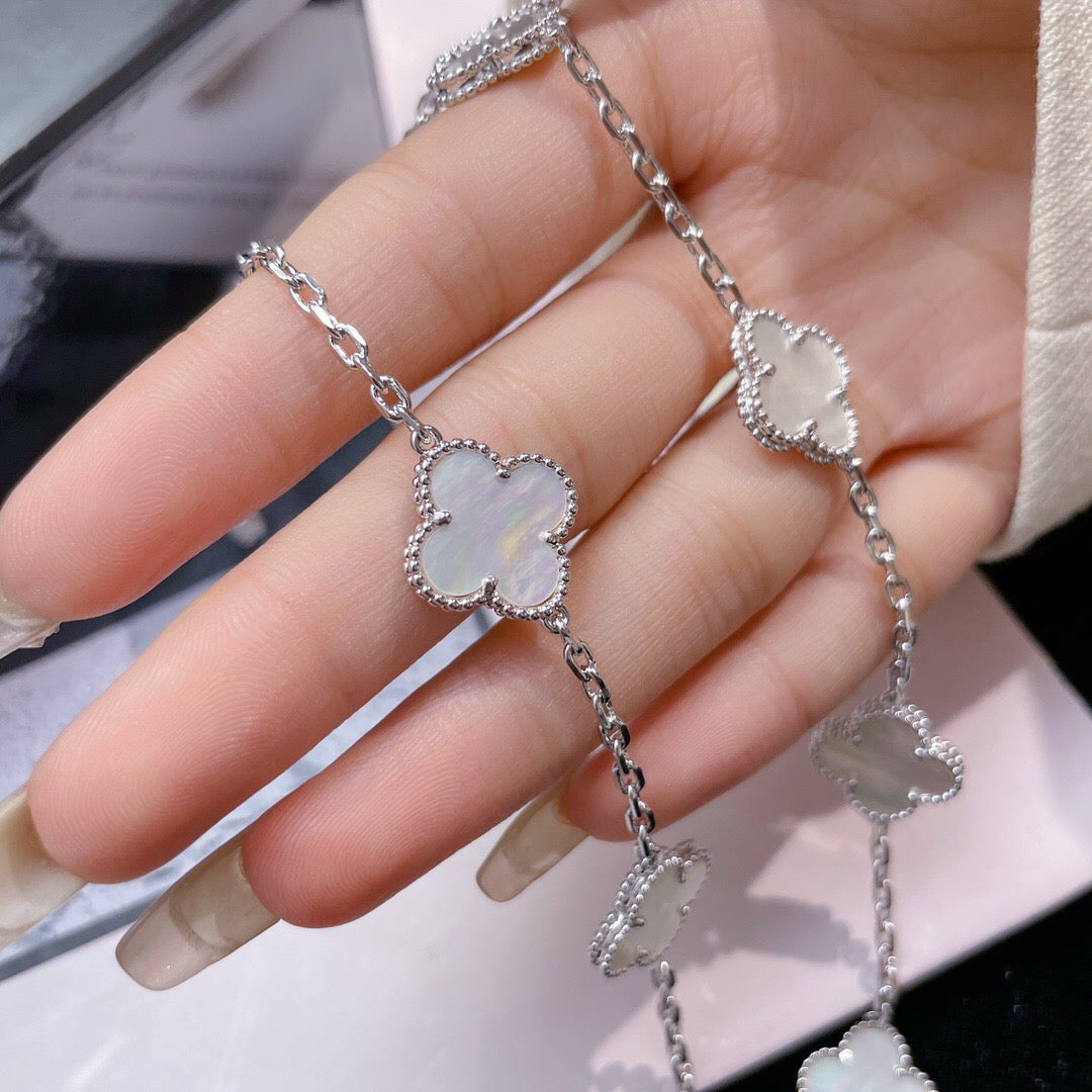 [Stars Jewelry]CLOVER 10 MOTIFS WHITE MOTHER OF PEARL NECKLACE