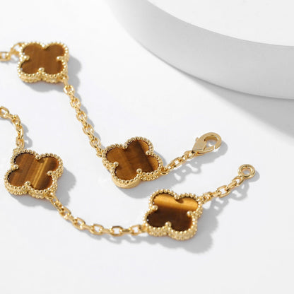 [Stars Jewelry]CLOVER 10 MOTIFS TIGER EYE NECKLACE