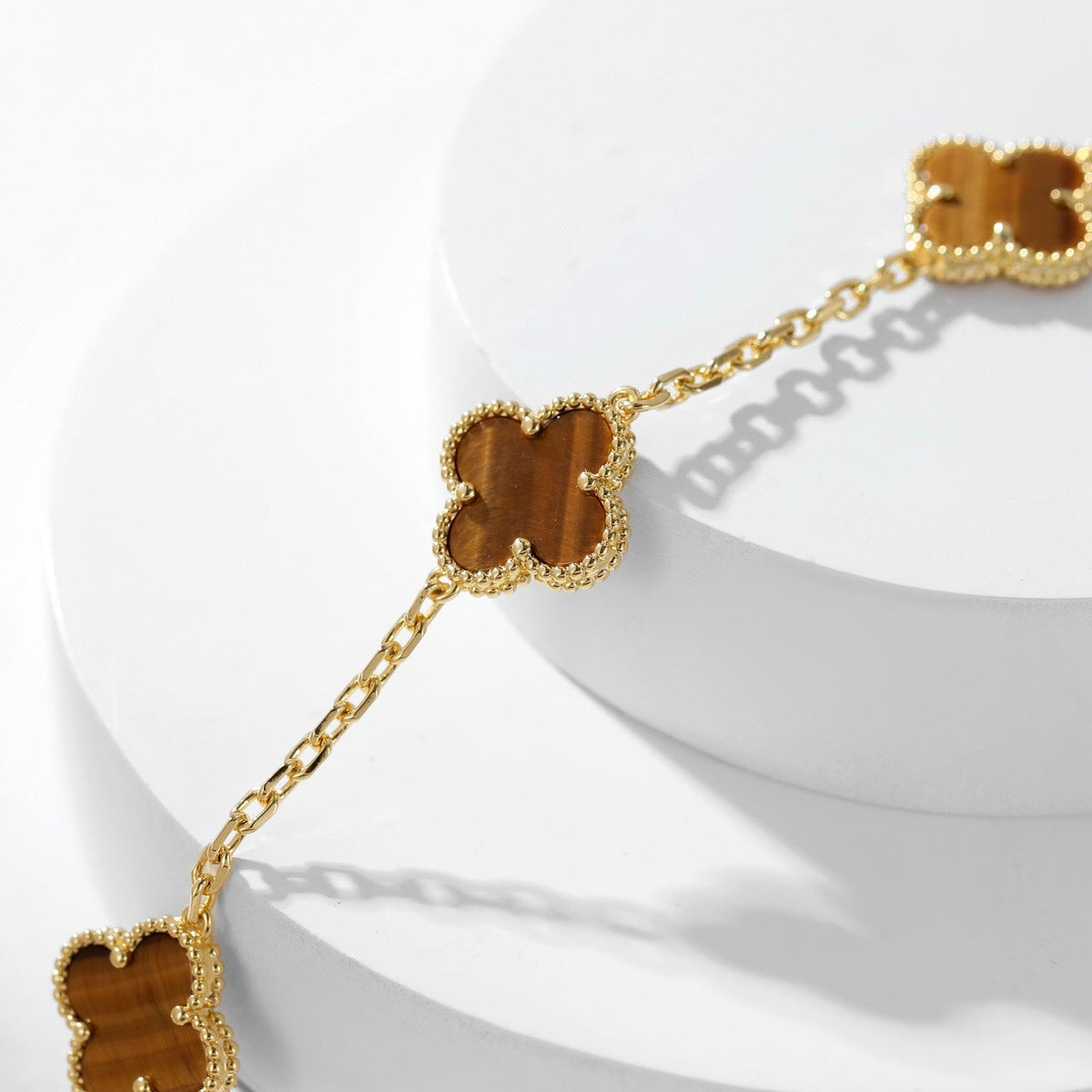 [Stars Jewelry]CLOVER 10 MOTIFS TIGER EYE NECKLACE