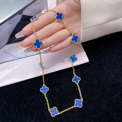 [Stars Jewelry]CLOVER 10 MOTIFS BLUE AGATE NECKLACE