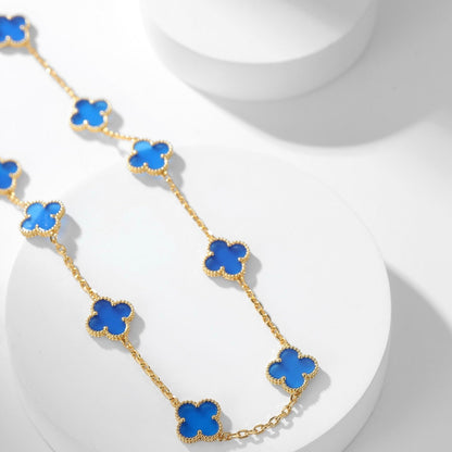 [Stars Jewelry]CLOVER 10 MOTIFS BLUE AGATE NECKLACE