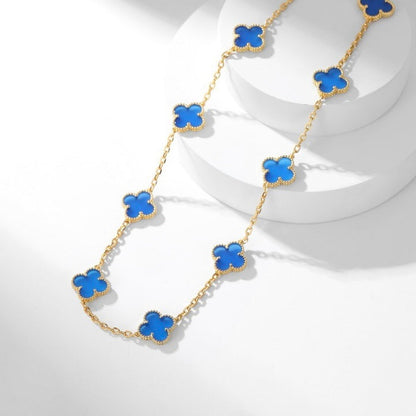 [Stars Jewelry]CLOVER 10 MOTIFS BLUE AGATE NECKLACE