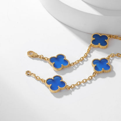 [Stars Jewelry]CLOVER 10 MOTIFS BLUE AGATE NECKLACE