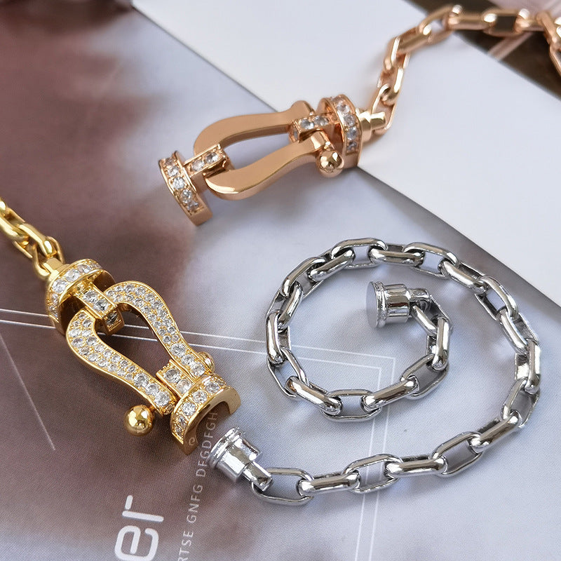 [Stars Jewelry]FORCE LARGE HORSESHOE CLASP  METAL BRACELET