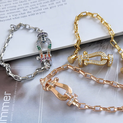 [Stars Jewelry]FORCE LARGE HORSESHOE CLASP  METAL BRACELET