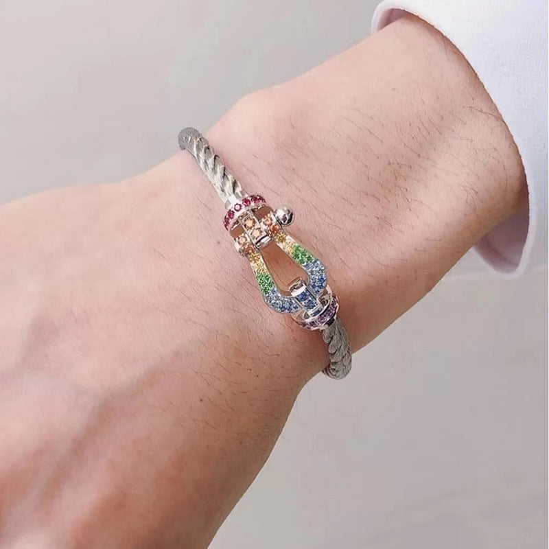 [Stars Jewelry]FORCE LARGE HORSESHOE  COLORED DIAMOND BRACELET ROSE GOLD
