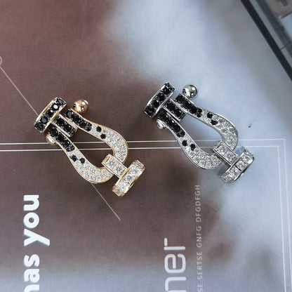 [Stars Jewelry]FORCE LARGE HORSESHOE BLACK WHITE DIAMOND BRACELET ROSE GOLD
