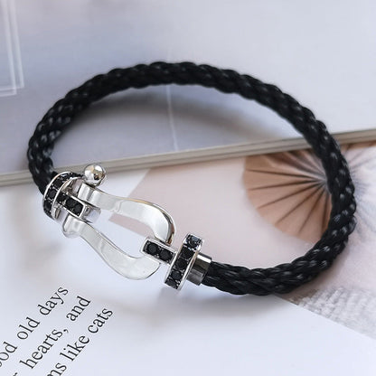 [Stars Jewelry]FORCE LARGE HORSESHOE BLACK DIAMOND BRACELET SILVER