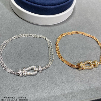 [Stars Jewelry]FORCE SMALL HORSESHOE  DIAMOND CHAIN ROPE BRACELET