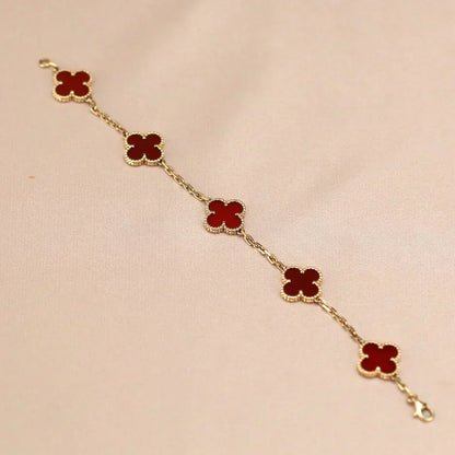 [Stars Jewelry] CLOVER 5 MOTIF RED CORNELIAN BRACELET COLLECTION