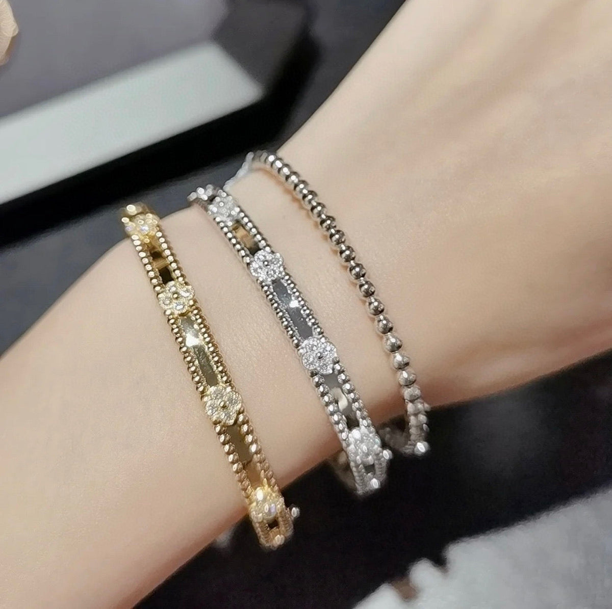 [Stars Jewelry]CLOVER BRACELET 4MM DIAMONDS