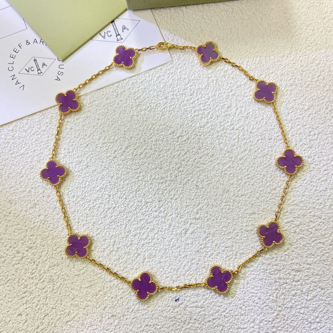 [Stars Jewelry Jewelry]CLOVER 10 MOTIFS  PURPLE VIOLET  NECKLACE