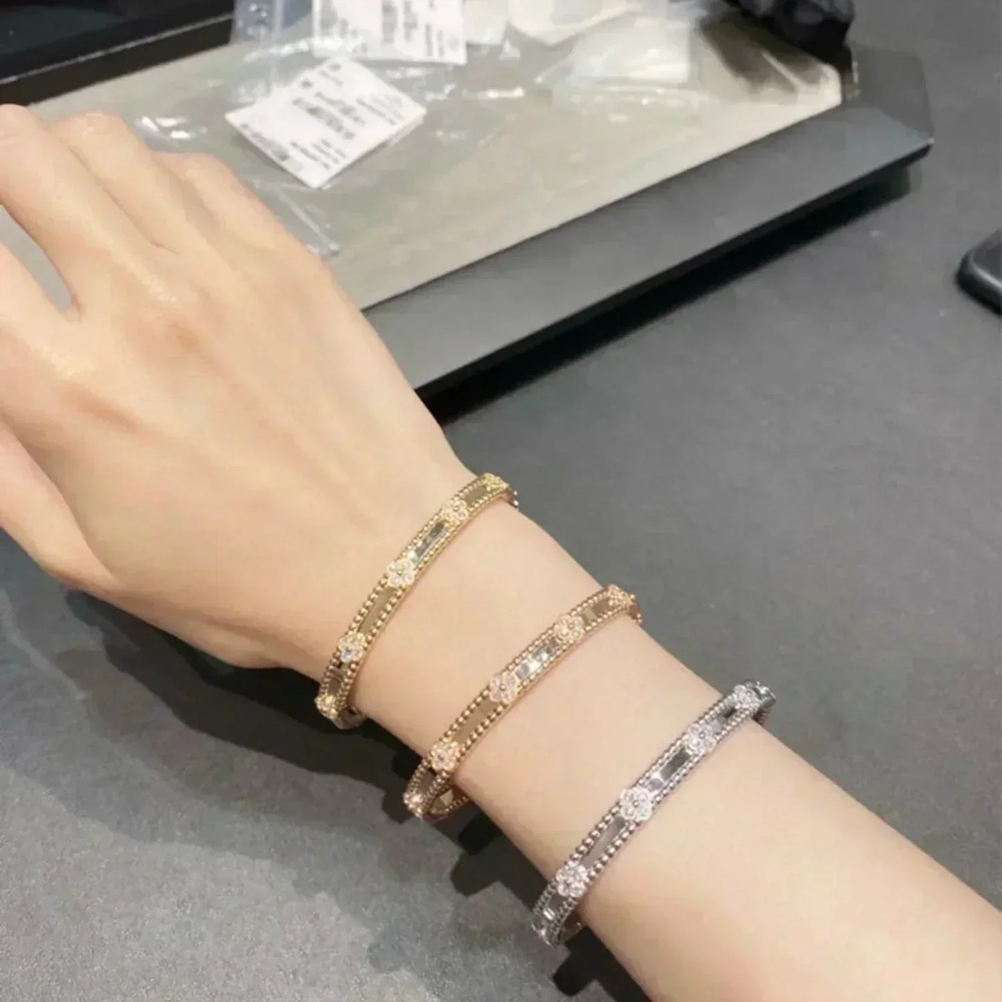 [Stars Jewelry]CLOVER BRACELET 4MM DIAMONDS