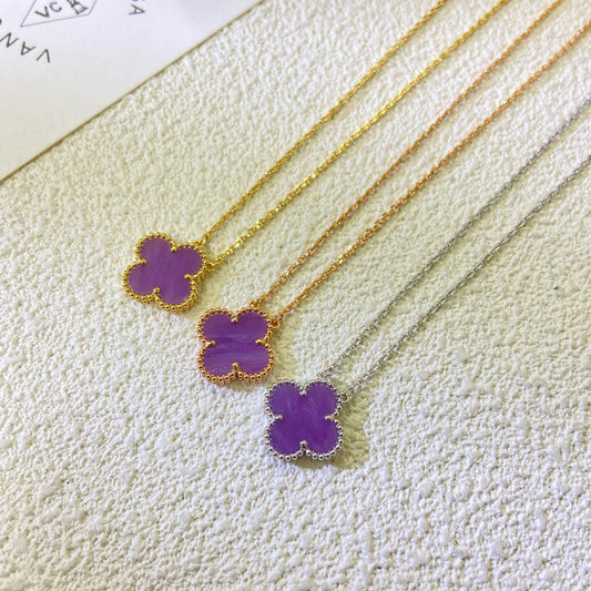 [Stars Jewelry Jewelry]CLOVER 15MM  PURPLE VIOLET NECKLACE