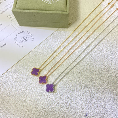 [Stars Jewelry Jewelry]CLOVER 15MM  PURPLE VIOLET NECKLACE