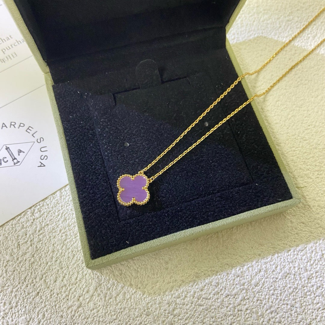 [Stars Jewelry Jewelry]CLOVER 15MM  PURPLE VIOLET NECKLACE