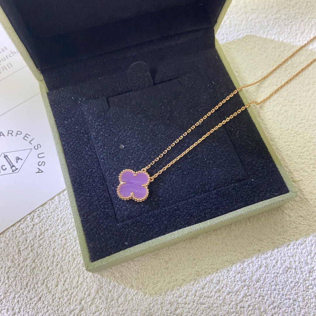 [Stars Jewelry Jewelry]CLOVER 15MM  PURPLE VIOLET NECKLACE