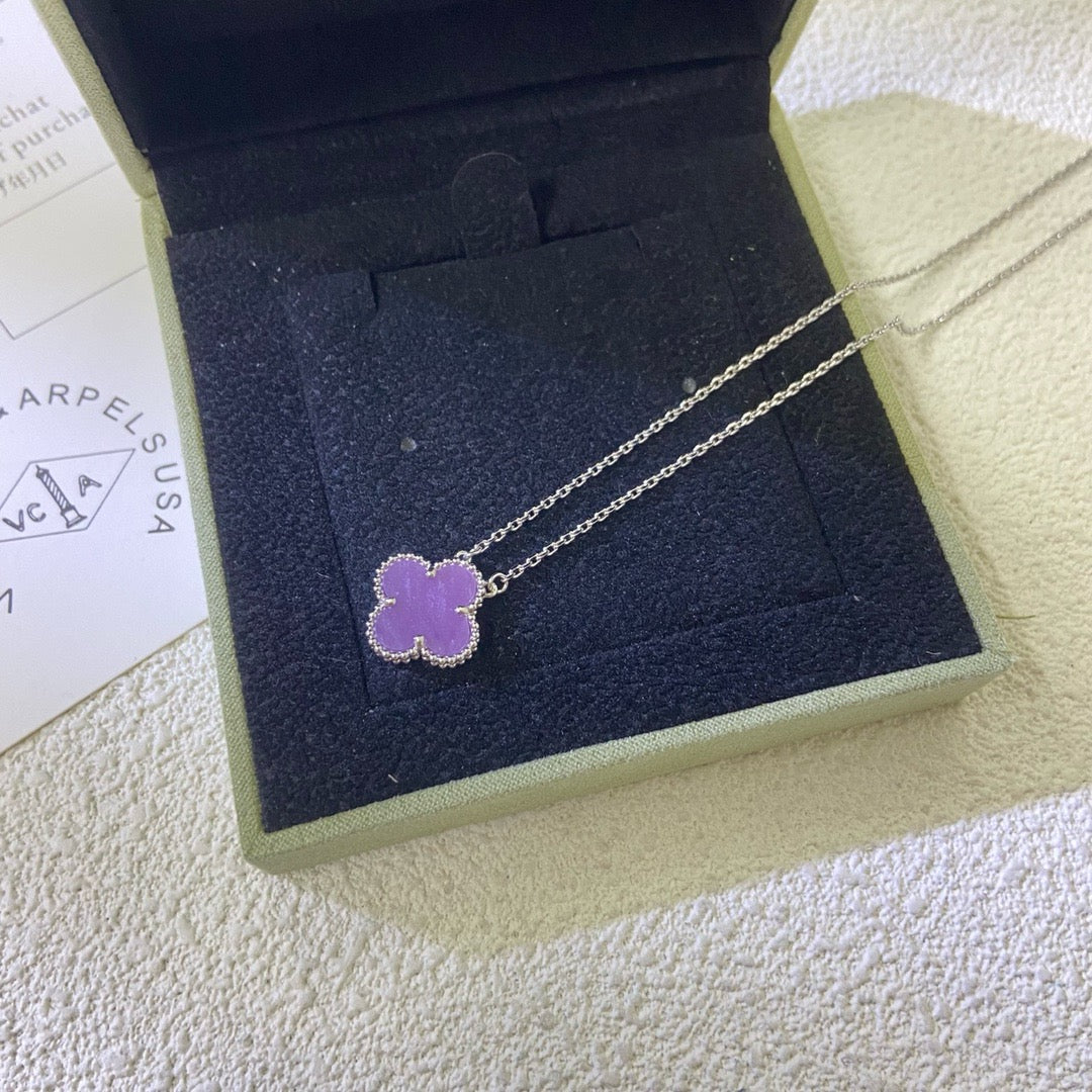 [Stars Jewelry Jewelry]CLOVER 15MM  PURPLE VIOLET NECKLACE
