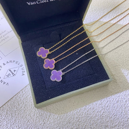 [Stars Jewelry Jewelry]CLOVER 15MM  PURPLE VIOLET NECKLACE