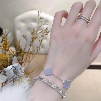 [Stars Jewelry] CLOVER 5 MOTIF PURPLE CHALCEDONY BRACELET COLLECTION