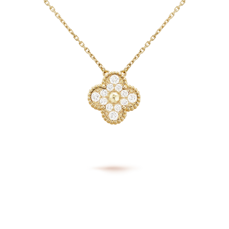 [Stars Jewelry]CLOVER 15MM DIAMOND SINGLE FLOWER NECKLACE