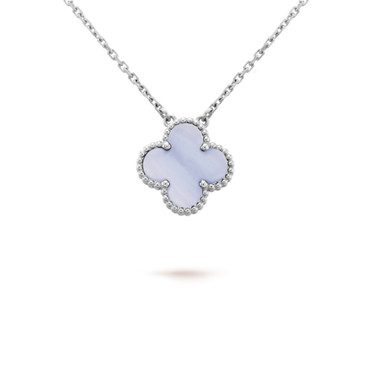 [Stars Jewelry]CLOVER 15MM BLUE CHALCEDONY NECKLACE SILVER