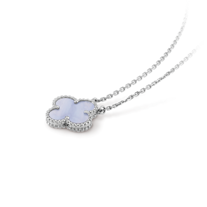 [Stars Jewelry]CLOVER 15MM BLUE CHALCEDONY NECKLACE SILVER